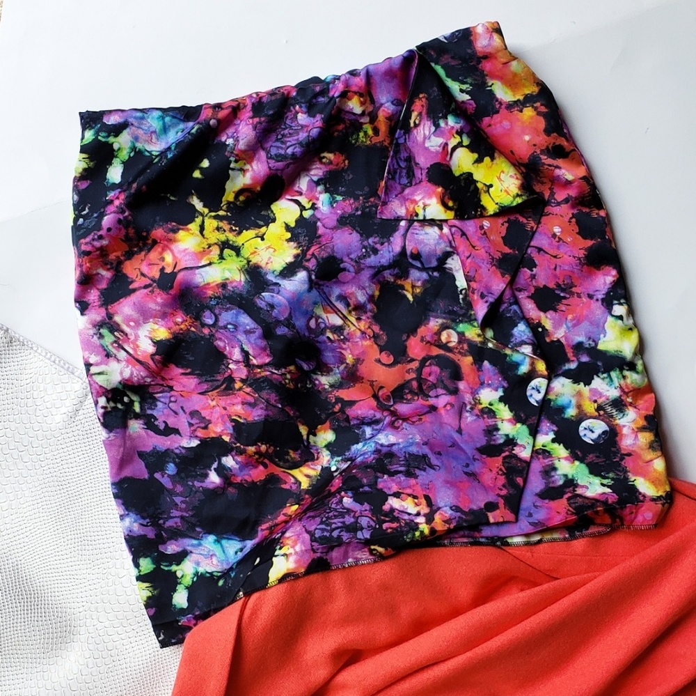 VINCE CAMUTO faux wrap multicolor ruffle skirt 8